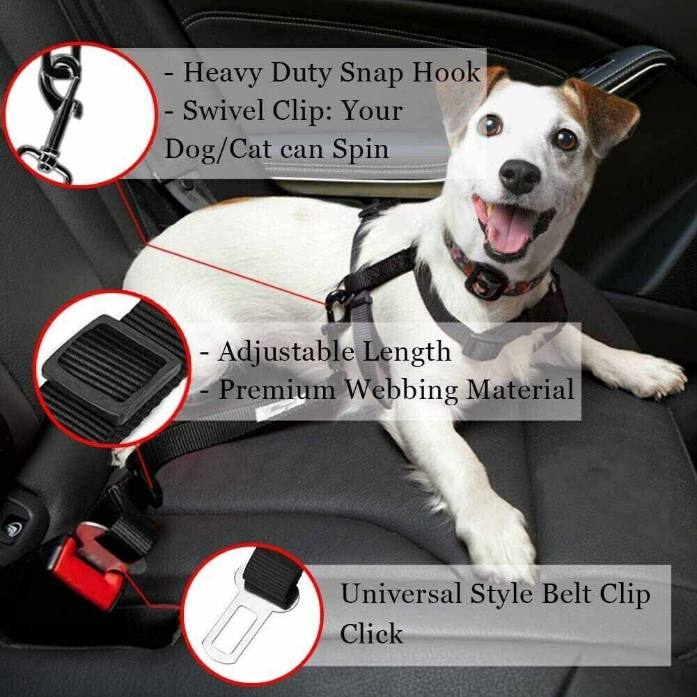 Adjustable Pet Car Seatbelt Safety Harness - 2 Pack