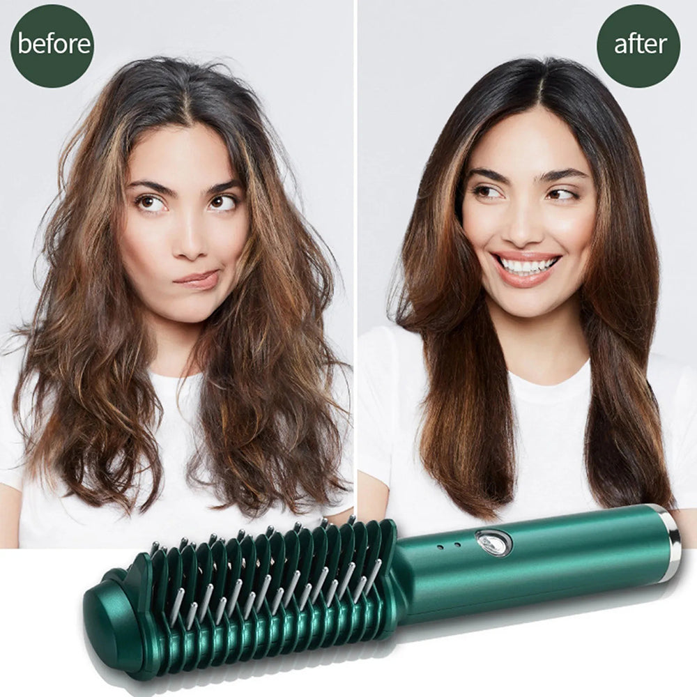 Wireless Ceramic Curl & Straight Hair Comb - Frizz-Free Shine