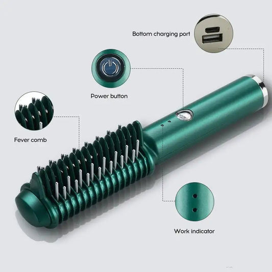 Wireless Ceramic Curl & Straight Hair Comb - Frizz-Free Shine