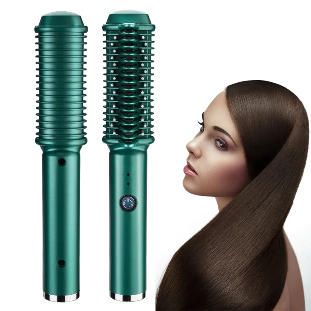 Wireless Ceramic Curl & Straight Hair Comb - Frizz-Free Shine