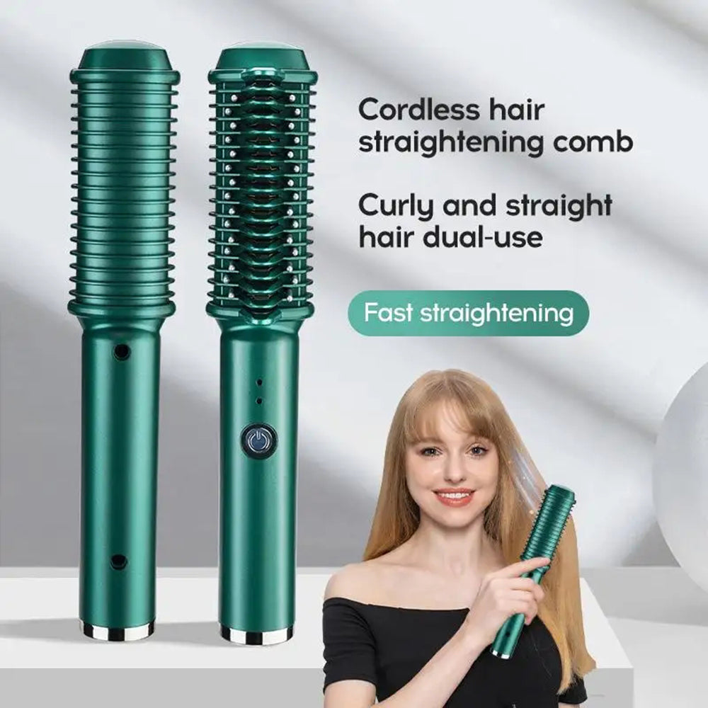 Wireless Ceramic Curl & Straight Hair Comb - Frizz-Free Shine