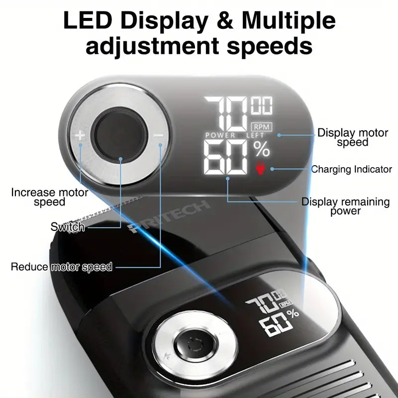 Pritech 2-in-1 Electric Shaver: Bald & Beard Trimmer, 3-Speed