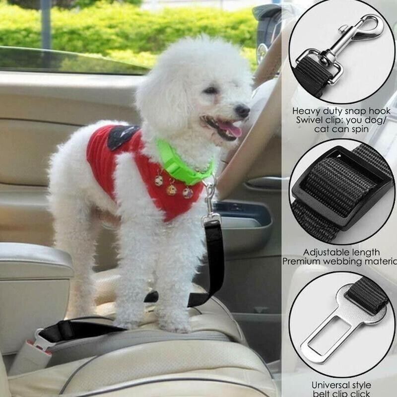 Adjustable Pet Car Seatbelt Safety Harness - 2 Pack