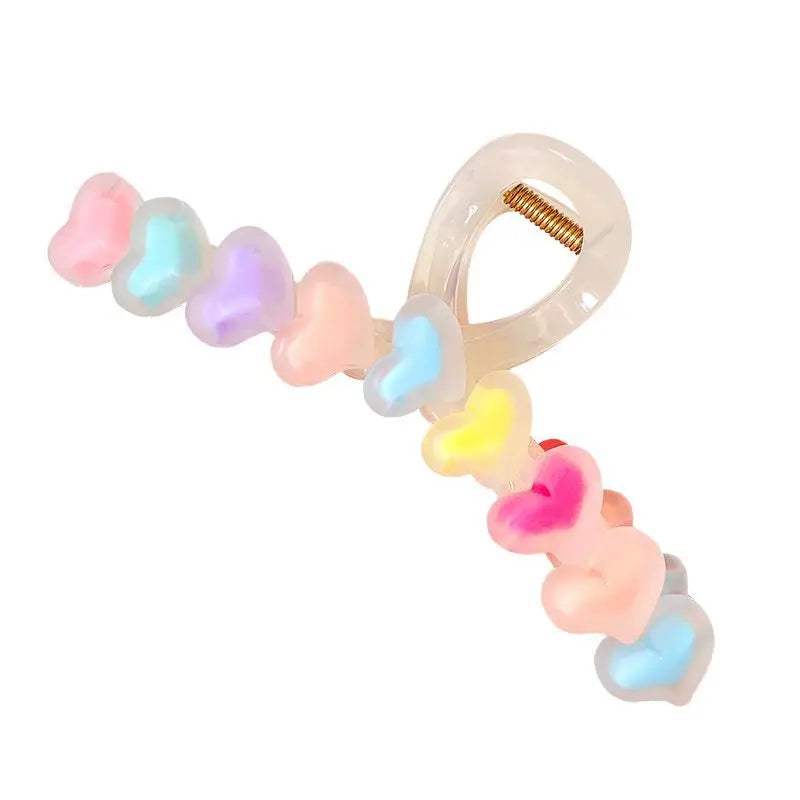1 Pcs Women's Hair Banana Clip Heart Stars Dopamine Kawaii Sweet Cute Versatile Hair Grab High-quality Hair Accessories For Girl