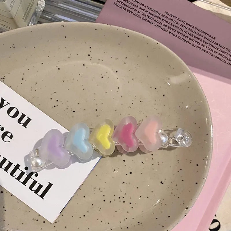 1 Pcs Women's Hair Banana Clip Heart Stars Dopamine Kawaii Sweet Cute Versatile Hair Grab High-quality Hair Accessories For Girl