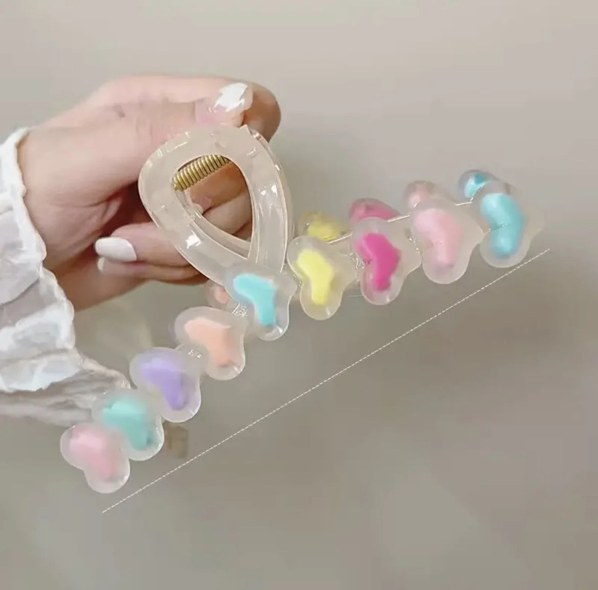 1 Pcs Women's Hair Banana Clip Heart Stars Dopamine Kawaii Sweet Cute Versatile Hair Grab High-quality Hair Accessories For Girl