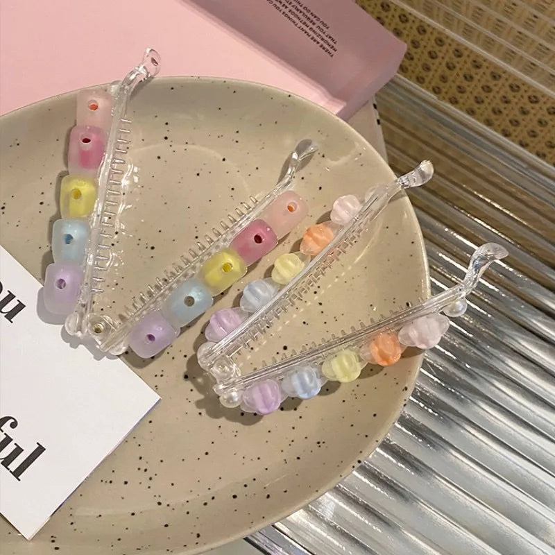 1 Pcs Women's Hair Banana Clip Heart Stars Dopamine Kawaii Sweet Cute Versatile Hair Grab High-quality Hair Accessories For Girl