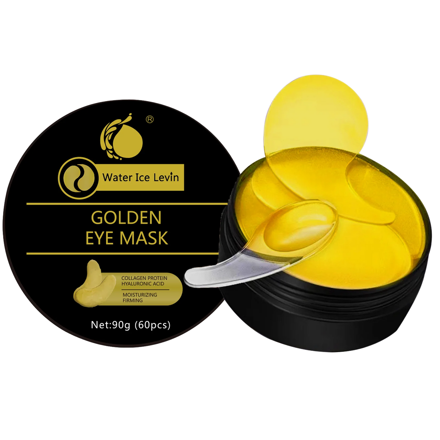 Golden Eye Mask Contains Collagen and Aloe Vera - Hypoallergenic Moisturizing Patch Suitable for All Skin Types, Increases Brightness and Elasticity, Reduces Dullness